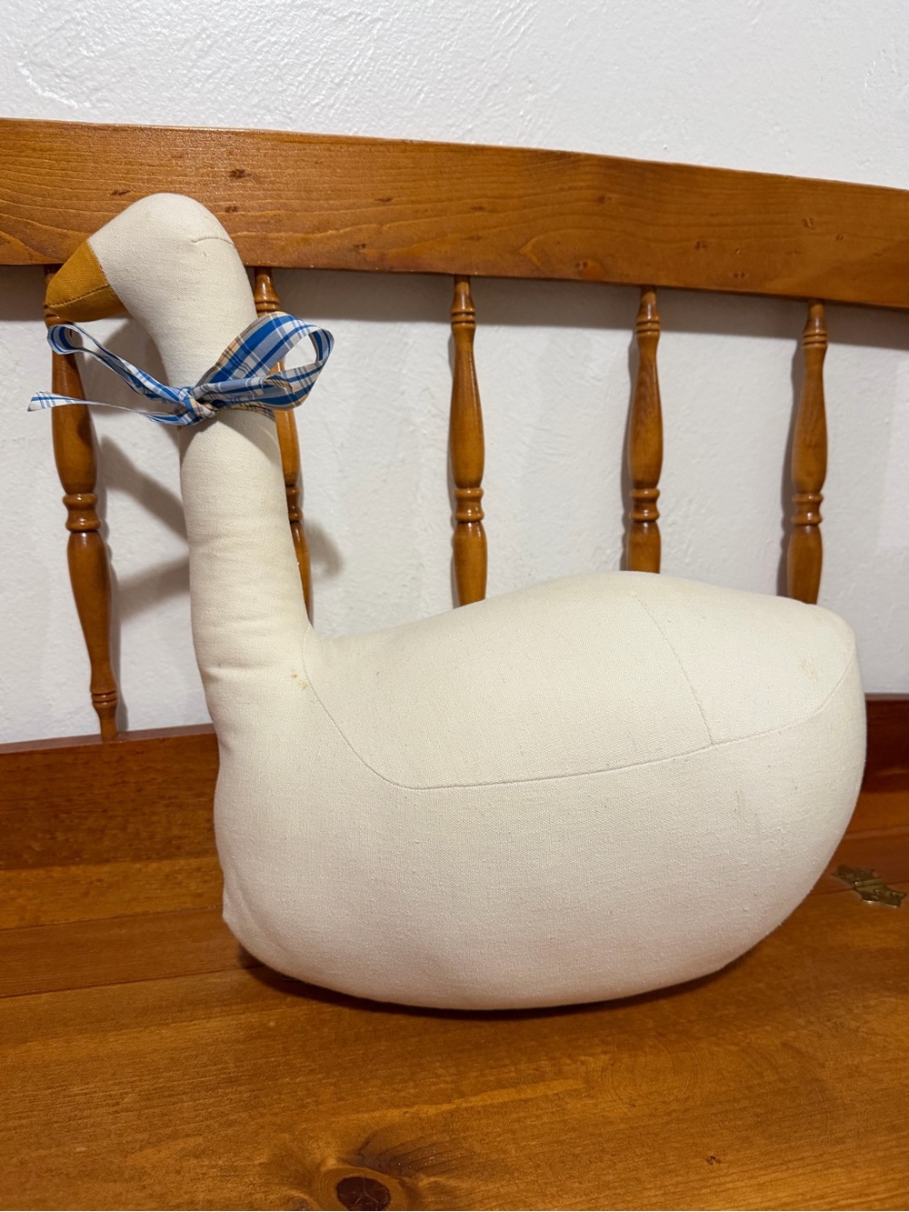 Vintage Handmade Fabric Goose Doorstop Pillow Cottage Country Decor